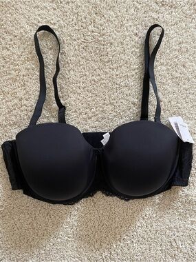Women’s Auden Black Strapless Lightly Lined Underwire Bra with Removable Straps